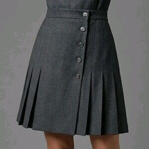 ✨ PRISTINE Vintage Heritage 100% Wool Pleated Gray Skirt Dark Academia Preppy